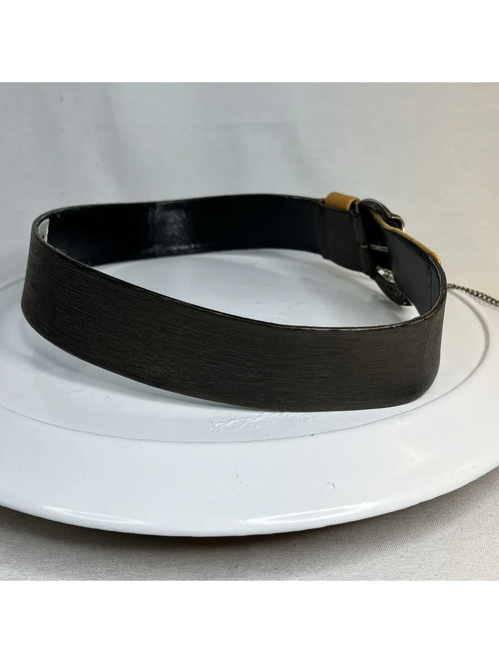 Carol Van Wyck Vintage Chunky Buckle Brown Tan Western Belt 39 in. (L-210)